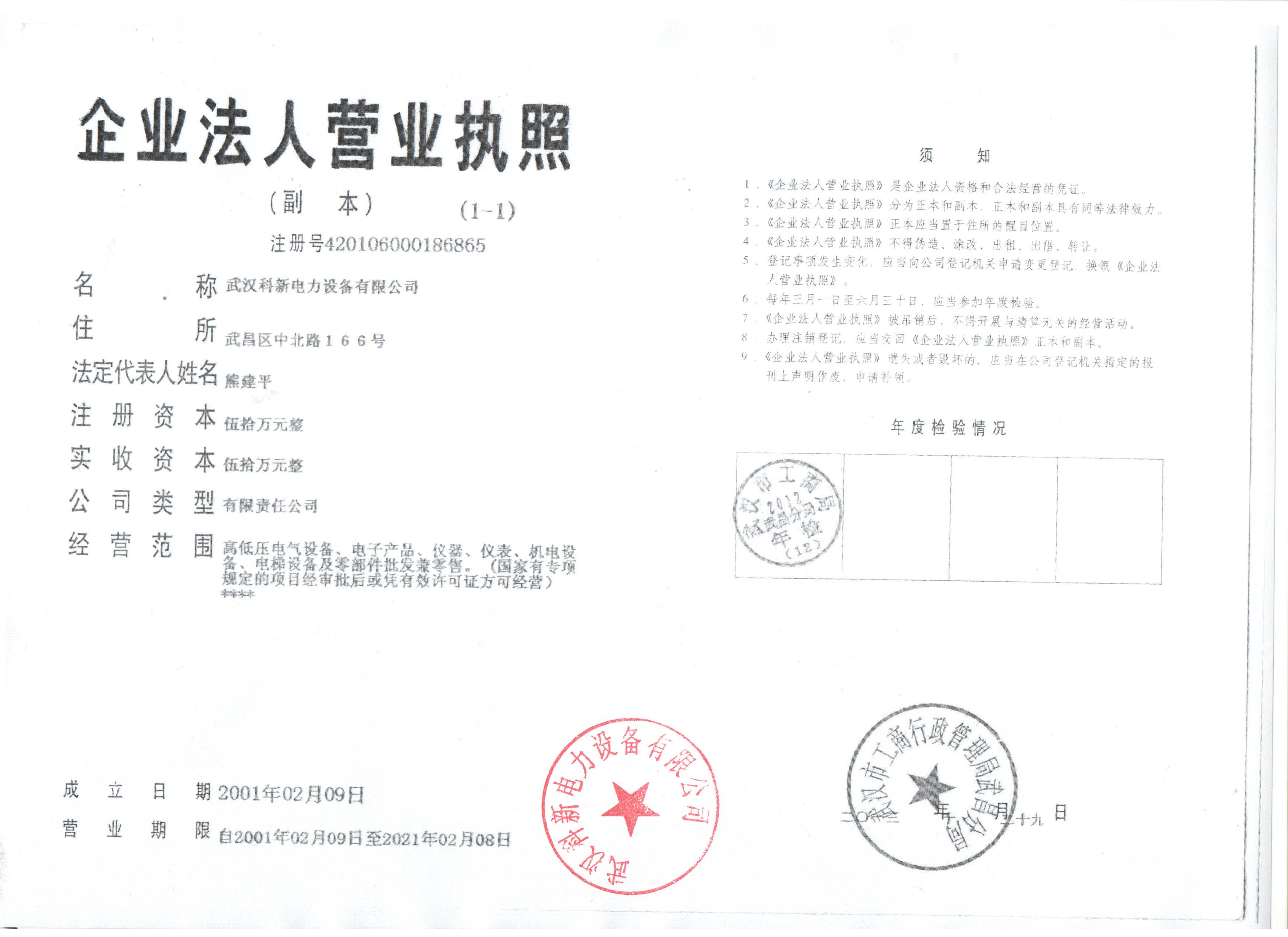 科新電力營(yíng)業(yè)執(zhí)照